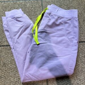 FIGS size small/petite light purple and green string scrub jogger pants